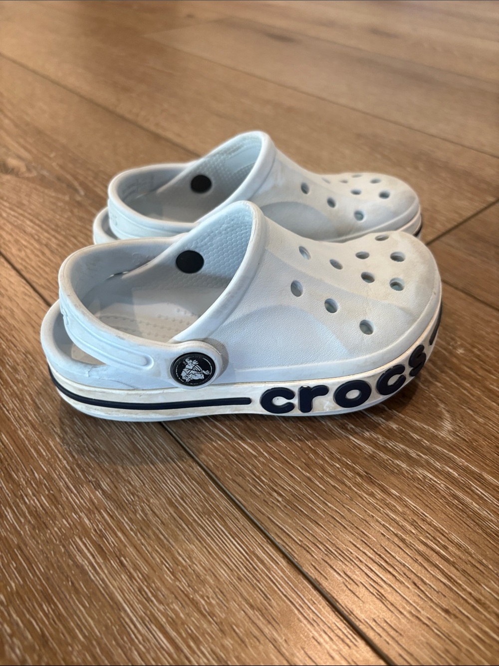 Light blue toddler Crocs size 9